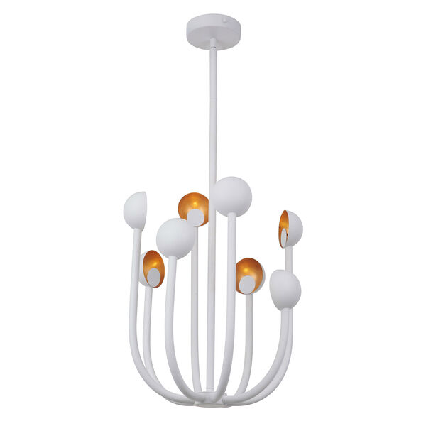 Foundry Matte White and Gold Leaf Eight-Light LED Chandelier, image 2
