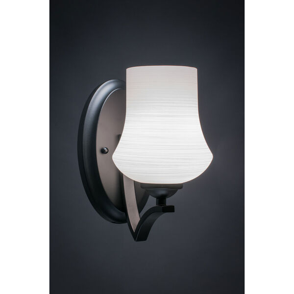 Zilo Matte Black One-Light Wall Sconce with White Linen Glass, image 1