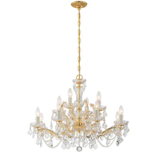 Maria Theresa Gold Twelve Light Chandelier with Clear Hand Cut Crystal, image 2
