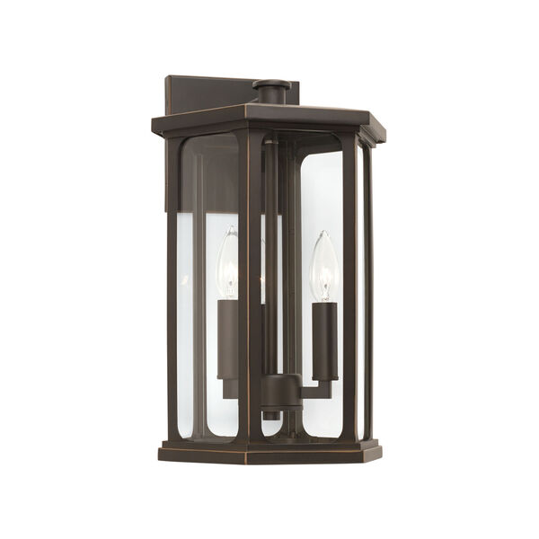 Walton Oiled Bronze Outdoor Three-Light Wall Lantern with Clear Glass, image 1