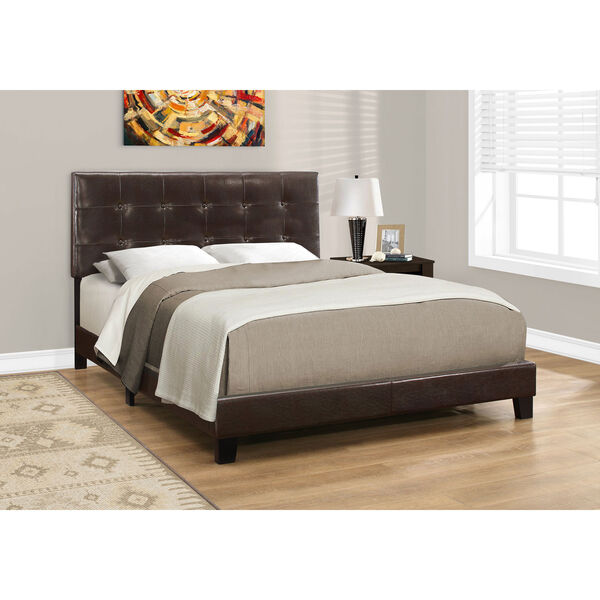 Dark Brown Leather-Look Queen Size Bed, image 1