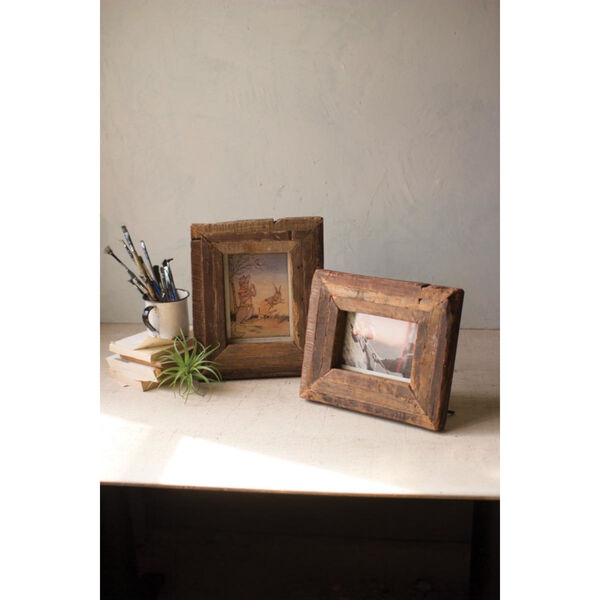 Beige Recycled Wooden Photo Frame, Set of Two, image 1
