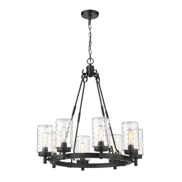 Tahoe Matte Black Eight-Light Outdoor Pendant with Clear Glass Shade, image 1