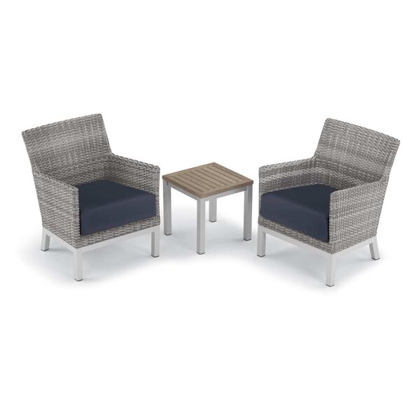 Argento and Travira Midnight Blue Three-Piece Outdoor Club Chair and End Table Set, image 1