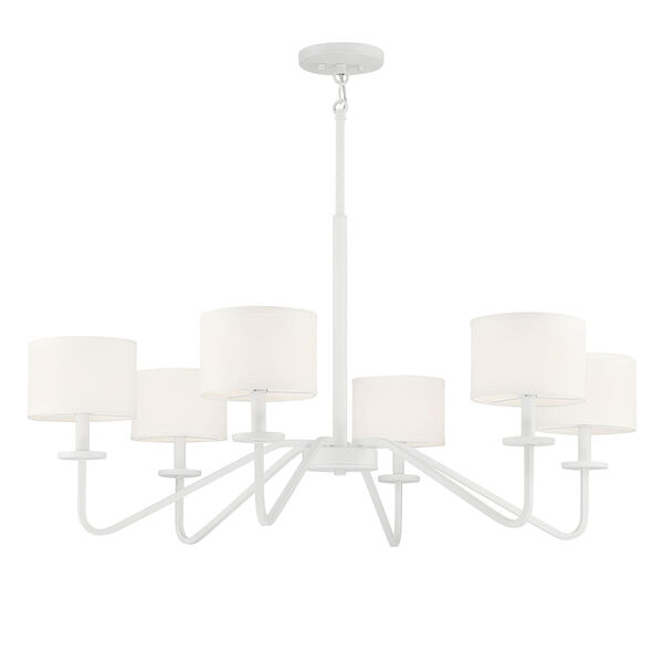 Bisque White Six-Light Shaded Chandelier, image 5