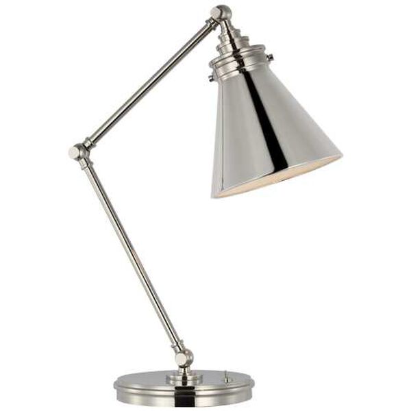 Parkington Polished Nickel One-Light Medium Articulating Desk Lamp by Chapman and Myers, image 1