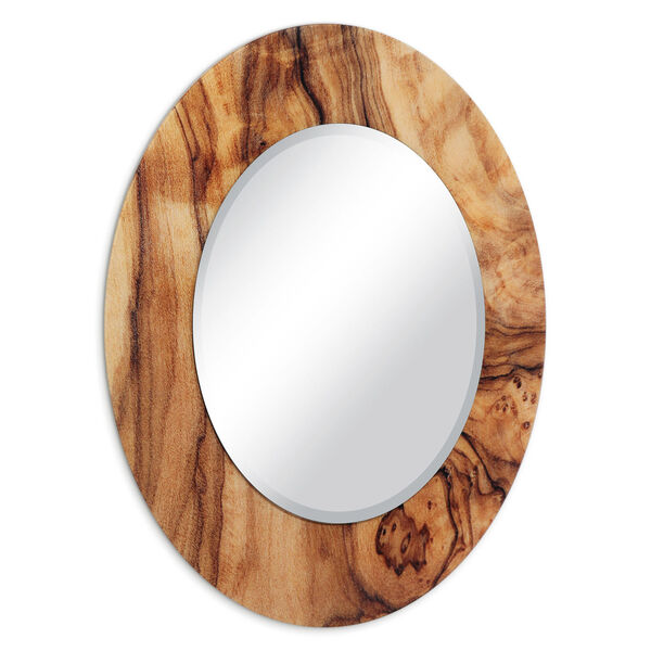 Forest Tan 36 x 36-Inch Round Beveled Wall Mirror, image 2