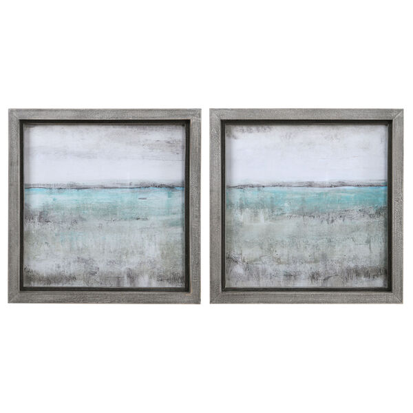 Aqua Sea Foam Green Horizon Framed Print, Set of 2, image 2