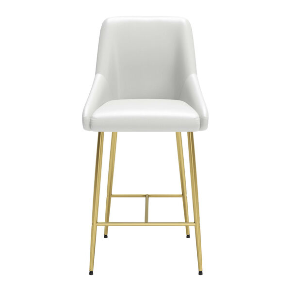 Madelaine White and Gold Counter Height Bar Stool, image 4