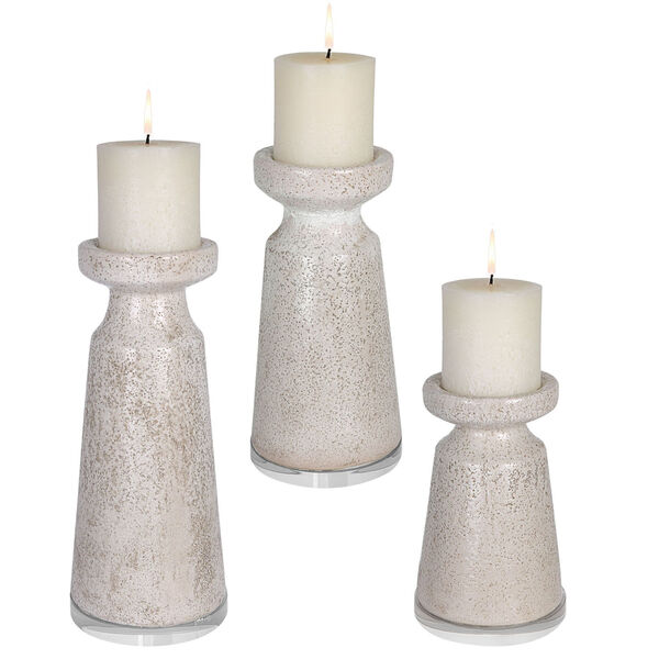 Kyan Ceramic and Crackled Glaze Candleholder, Set of 3, image 1