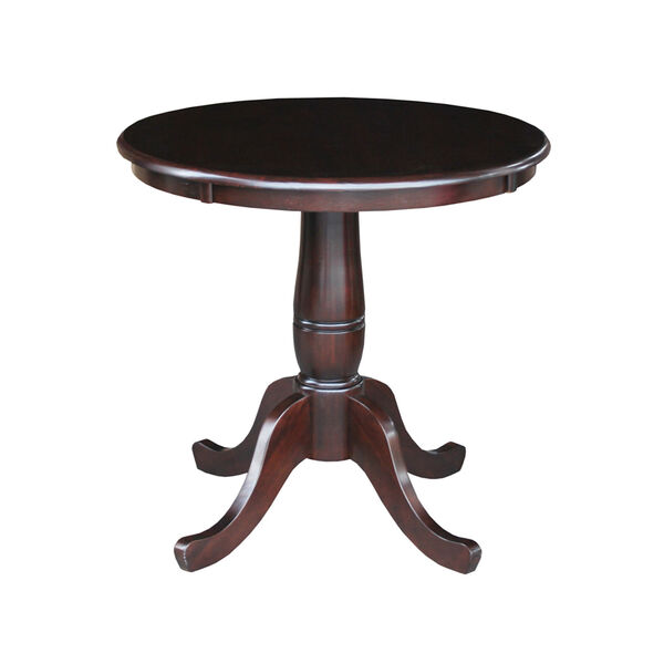 Rich Mocha 30-Inch Round Top Pedestal Dining Table with Two Splatback Chair, Three-Piece, image 3