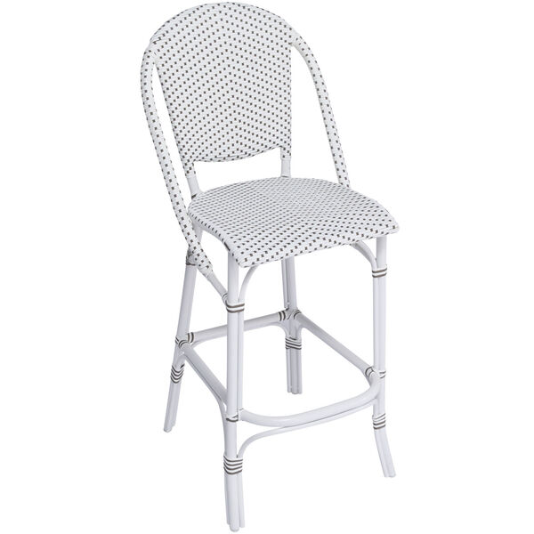 Sofie White and White with Cappuccino Dots Outdoor Bar Stool, image 1