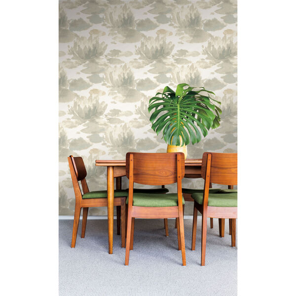 Candice Olson Botanical Dreams Gray Water Lily Wallpaper, image 1