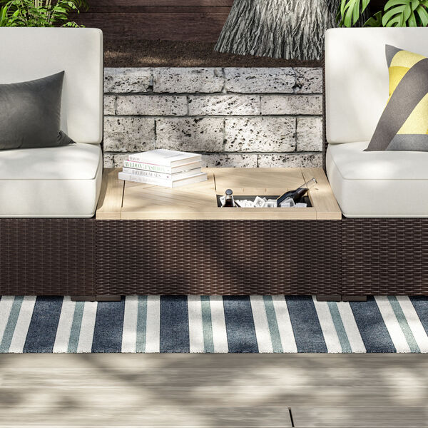 Palm Springs Rattan and Beige Outdoor Coffee Table, image 3