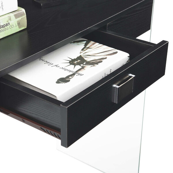 SoHo Black One Drawer Glass Desk, image 4