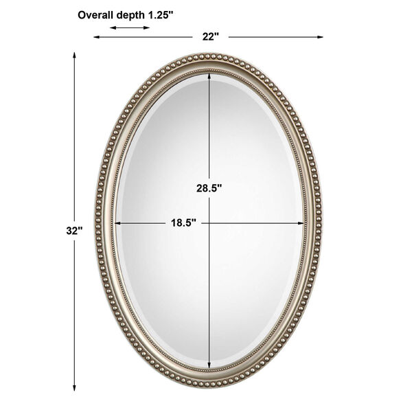 Wellington Silver Oval Mirror - (Open Box), image 1