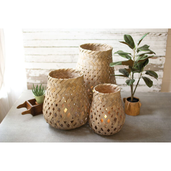 Natural Bamboo Basket, Set of 3, image 2