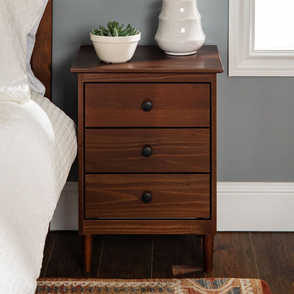 Spencer Walnut Three-Drawer Solid Wood Nightstand, Set of Two, image 3