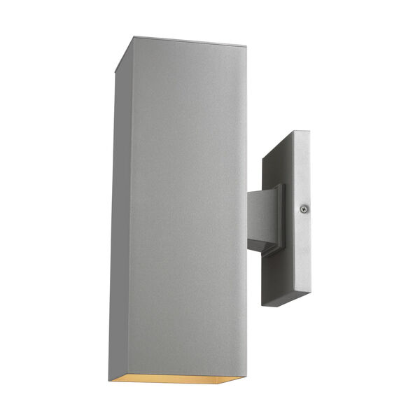 Pohl Painted Brushed Nickel 14-Inch Two-Light Outdoor Wall Sconce with Tempered Glass Shade, image 2
