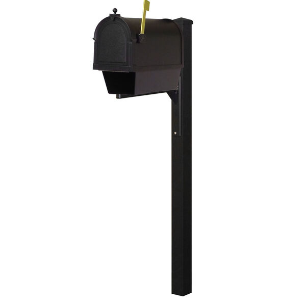 Berkshire Curbside Black Mailbox with Newspaper Tube, Locking Insert and Wellington Mailbox Post, image 2