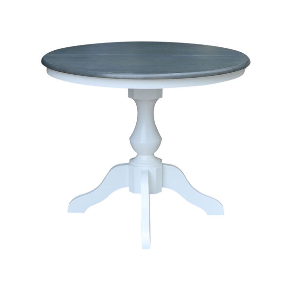 White and Heather Gray 36-Inch Round Top Pedestal Dining Table, image 3