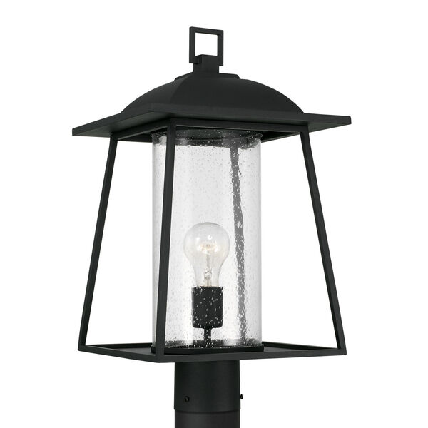 Durham Black One-Light Outdoor Post Lantern with Clear Seeded Glass, image 1