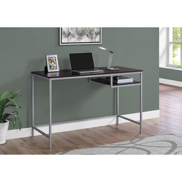 Cappucino and Silver 22-Inch Computer Desk with Open Shelf, image 1