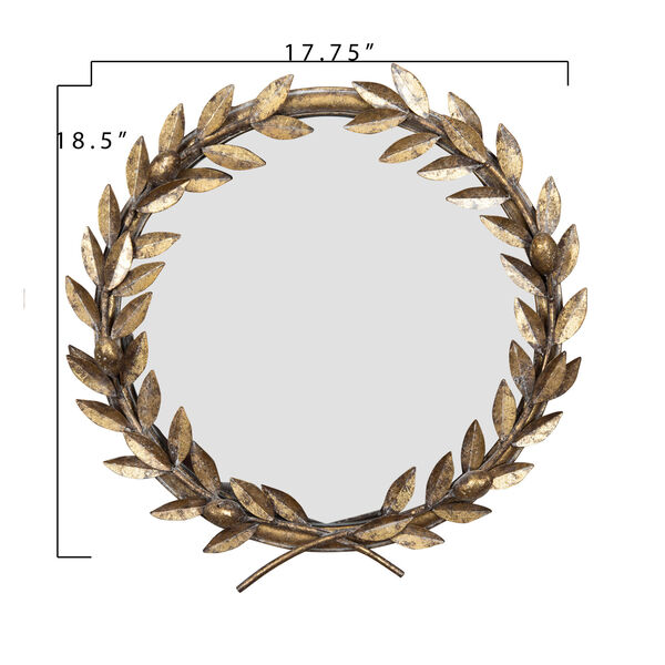 Chateau Round Antique Gold Metal Laurel Wreath Wall Mirror, image 6
