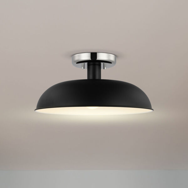 Colony Matte Black and Polished Nickel 15-Inch One-Light Semi Flush Mount, image 5