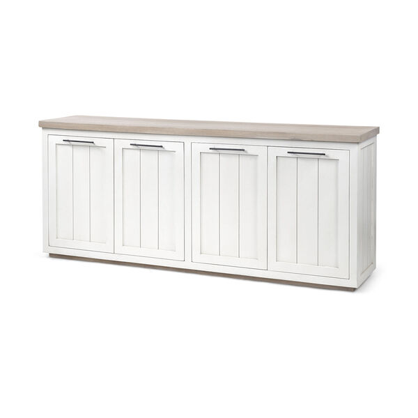 Fairview III Brown and White Solid Wood Four Door Sideboard, image 1