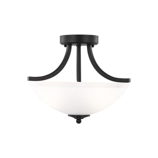 Geary Midnight Black Two-Light Semi-Flush Convertible Pendant without Bulbs, image 2