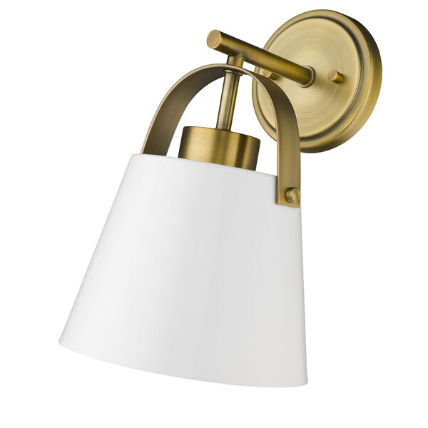 Z-Studio Matte White and Heritage Brass One-Light Wall Sconce, image 6