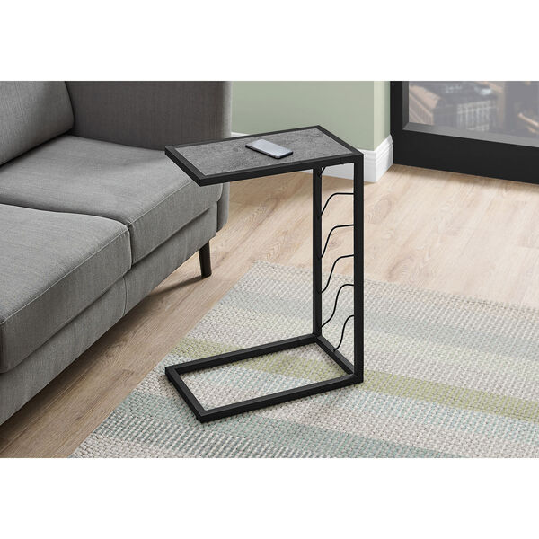 Gray and Black End Table with Marble Top, image 2