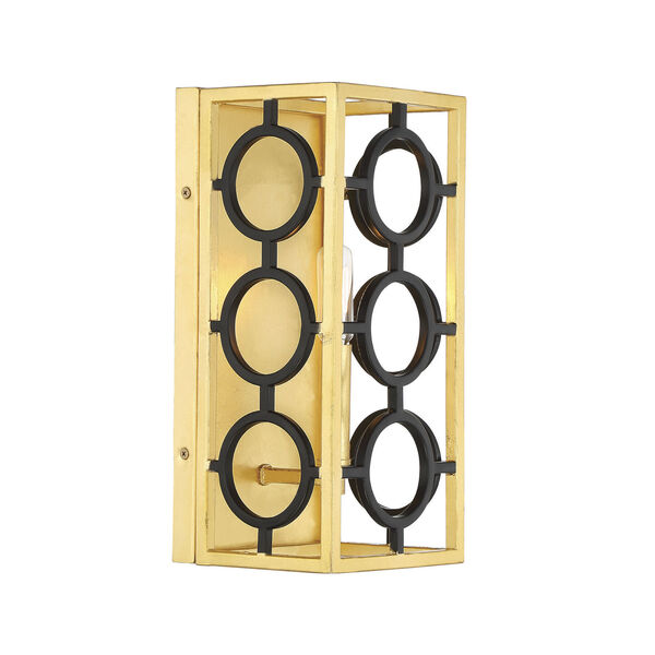 Kirsch Matte Black and True Gold One-Light Wall Sconce, image 4