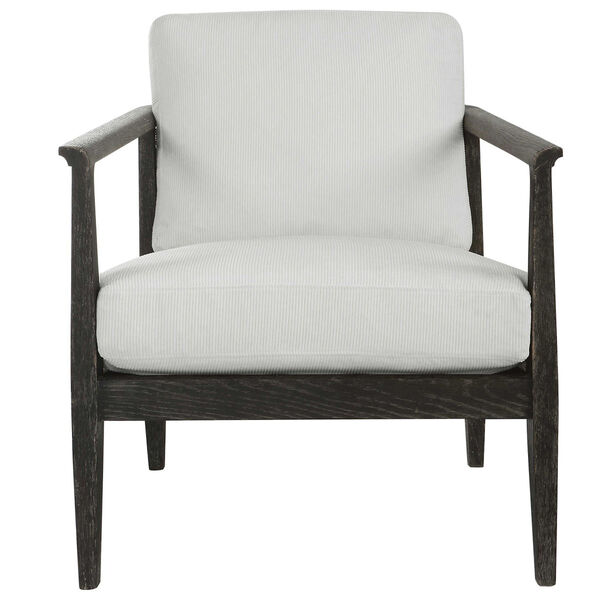 Brunei White and Solid Oak Accent Chair, image 1