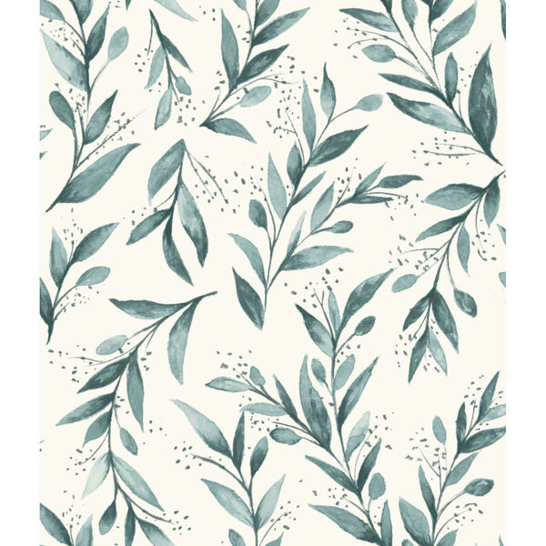 Magnolia Home Vol II Teal Olive Branch  Peel and Stick Wallpaper - SAMPLE SWATCH ONLY, image 2
