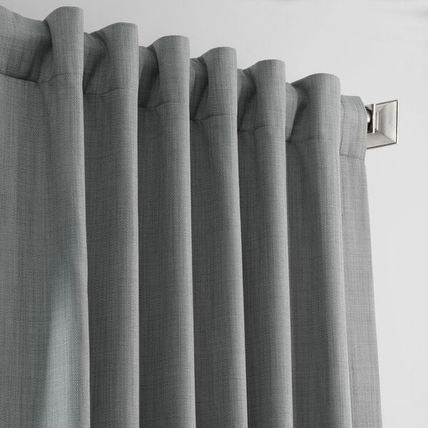 Pebble Grey Italian Textured Faux Linen Hotel Blackout Curtain Single Panel, image 4