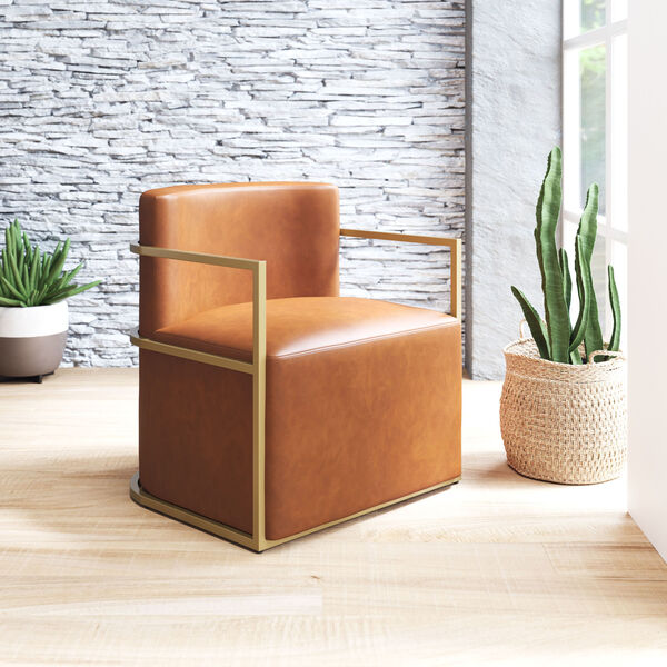 Xander Brown and Gold Accent Chair, image 2