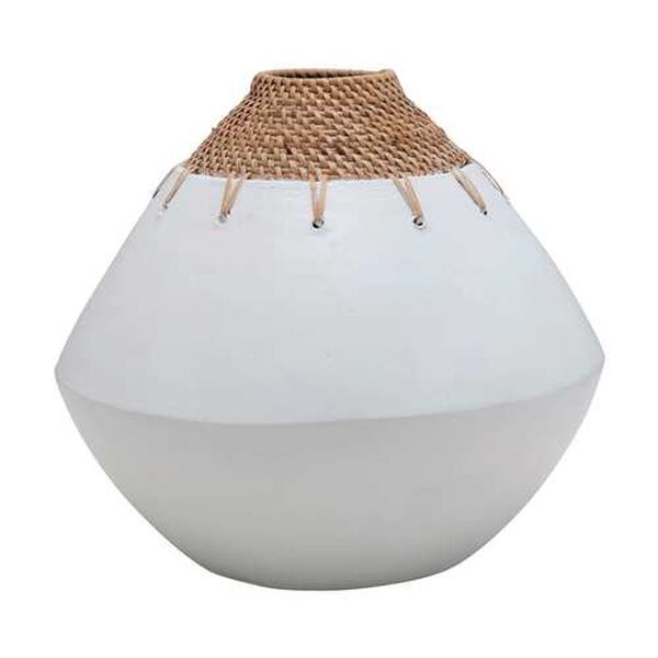 White Handmade Terra-Cotta Vase, image 1