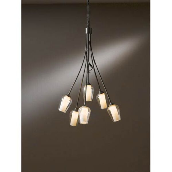 Flora Dark Smoke Six Light Chandelier with Seeded Clear Glass, image 1