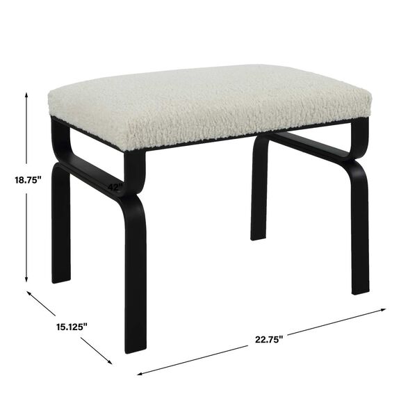 Diverge Satin Black and White Shearling Small Bench, image 3
