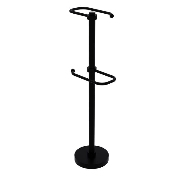 Matte Black Six-Inch Free Standing Two Roll Toilet Tissue Stand, image 1
