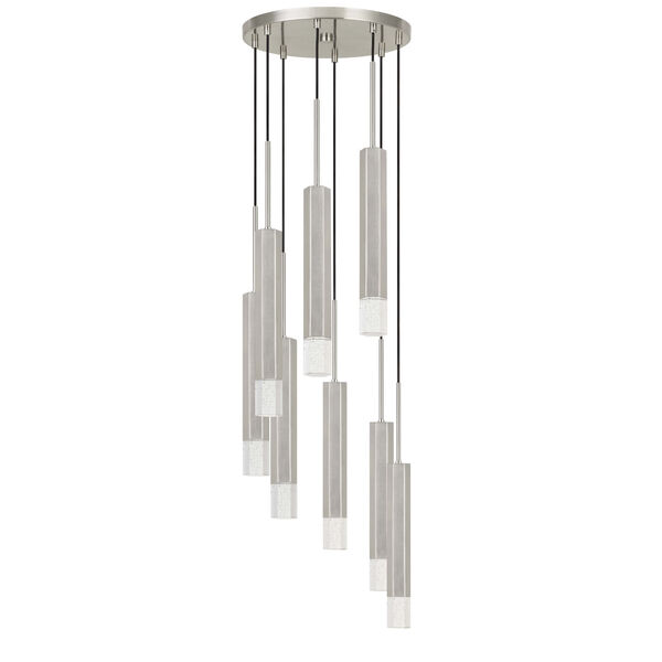 Gray and Chrome Eight-Light Integrated LED Pendant, image 1