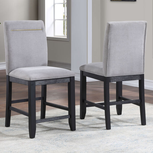 Yves Rubbed Charcoal and Light Grey Counter Chair, image 3