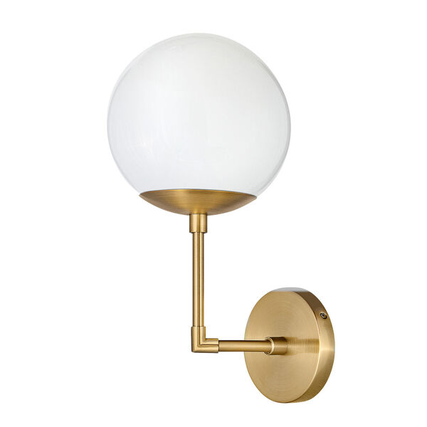 Warby Heritage Brass One-Light Wall Sconce with White Glass, image 2