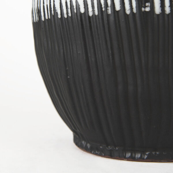 Tanami II Dark Brown and White Short Glazed Ceramic Vase, image 6