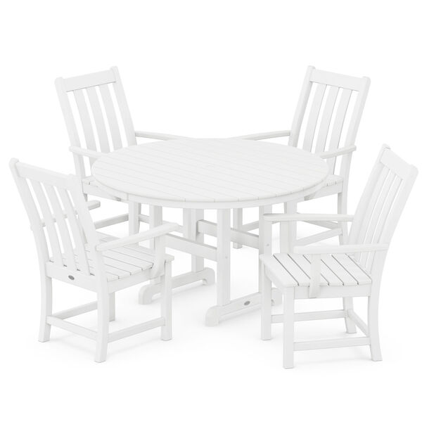 Vineyard White Round Arm Chair Dining Set, 5-Piece, image 1