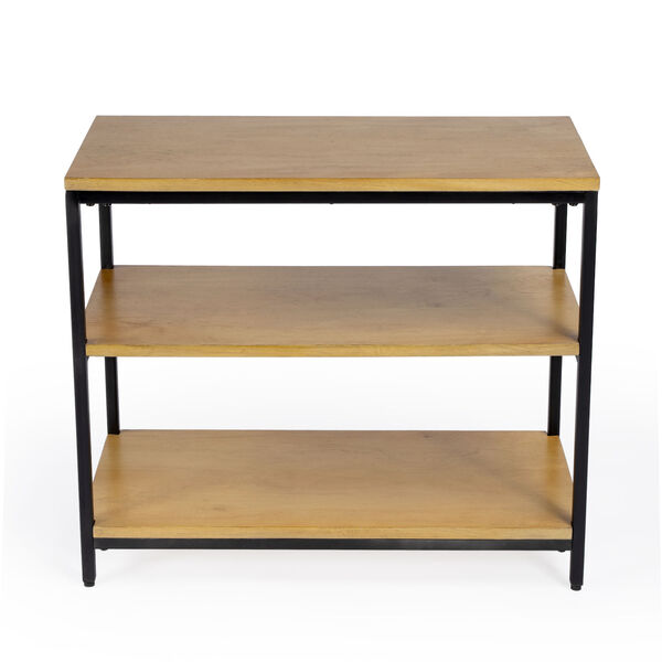 Hans Natural and Black Bookcase with Three Shelves, image 2