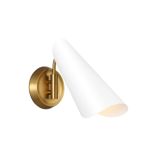 Tresa Burnished Brass One-Light Wall Sconce with Matte White Shade, image 1