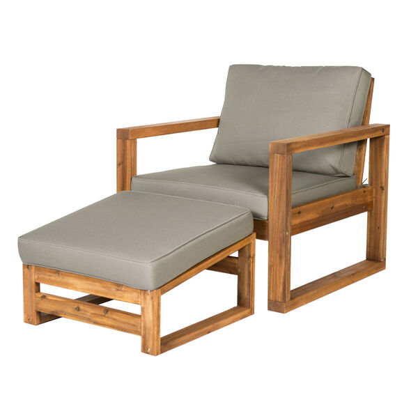Brown Patio Chair and Ottoman, image 2